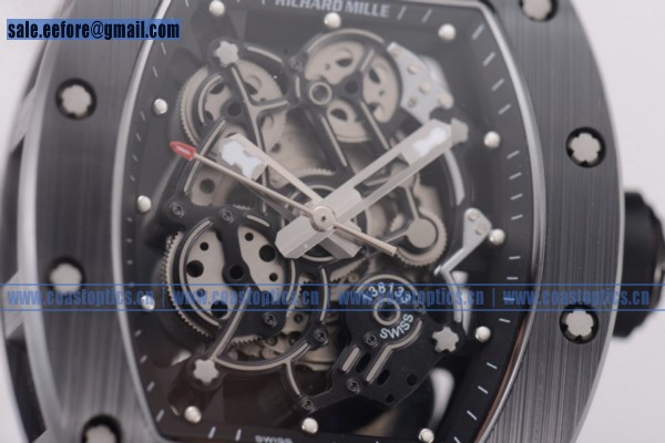 Richard Mille RM 055 Watch Perfect Replica PVD Skeleton Black Ceramic Bezel Black Rubber